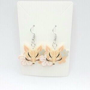 Fox and Flowers Acrylic Dangle Earrings French Hooks New